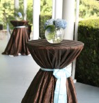 Chocolate pintuck brown linen blue sash