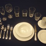 Glassware, Plates, silverware