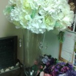 Vase tall hydrangea centerpiece