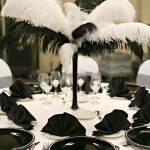 feathers black white centerpiece