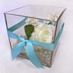 square 6in vase glass floral gemstones