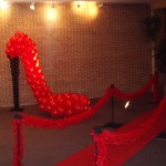 Red Carpet High Heel Shoe Balloon Sculpture feather boas