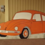 VW Backdrop - 1950's VW Bug - Orange