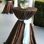 Chocolate pintuck brown linen blue sash